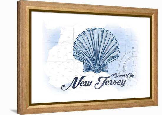 Ocean City, New Jersey - Scallop Shell - Blue - Coastal Icon-Lantern Press-Framed Stretched Canvas