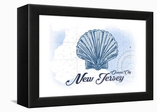 Ocean City, New Jersey - Scallop Shell - Blue - Coastal Icon-Lantern Press-Framed Stretched Canvas