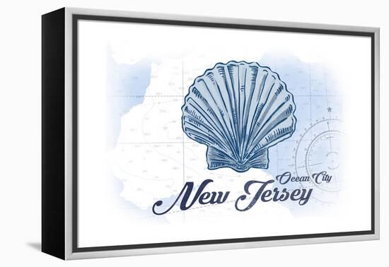 Ocean City, New Jersey - Scallop Shell - Blue - Coastal Icon-Lantern Press-Framed Stretched Canvas