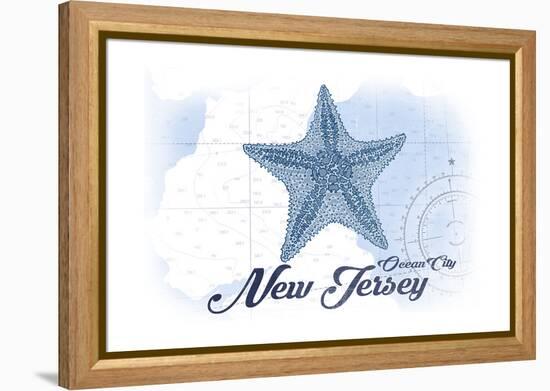 Ocean City, New Jersey - Starfish - Blue - Coastal Icon-Lantern Press-Framed Stretched Canvas