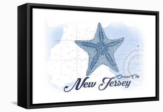 Ocean City, New Jersey - Starfish - Blue - Coastal Icon-Lantern Press-Framed Stretched Canvas