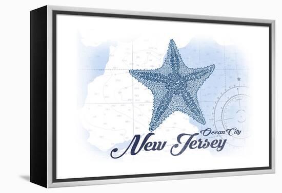 Ocean City, New Jersey - Starfish - Blue - Coastal Icon-Lantern Press-Framed Stretched Canvas