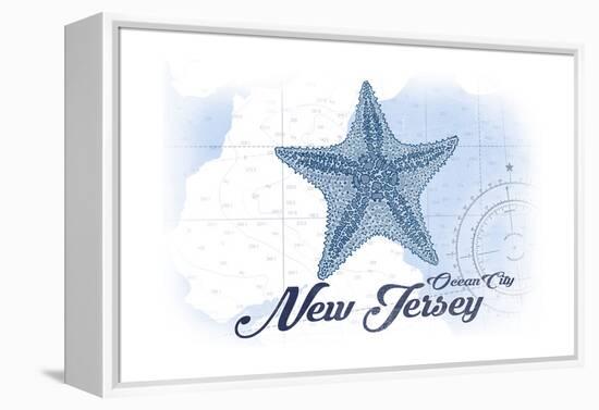 Ocean City, New Jersey - Starfish - Blue - Coastal Icon-Lantern Press-Framed Stretched Canvas