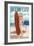 Ocean City, New Jersey - Surfing Pinup Girl-Lantern Press-Framed Art Print
