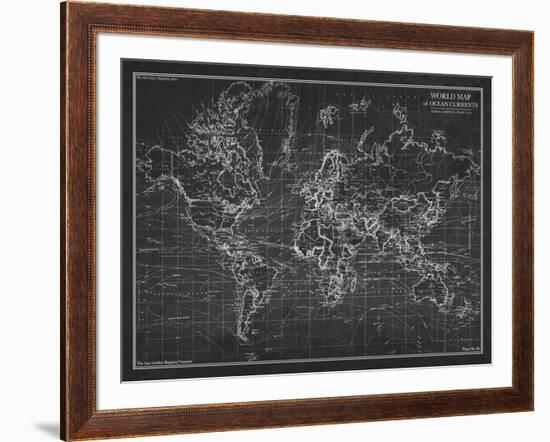 Ocean Current Map - Global Shipping Chart-The Vintage Collection-Framed Giclee Print