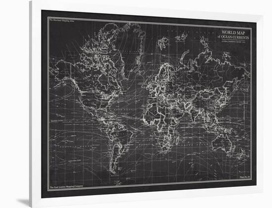 Ocean Current Map - Global Shipping Chart-The Vintage Collection-Framed Giclee Print