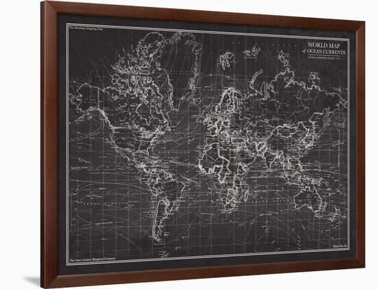 Ocean Current Map - Global Shipping Chart-The Vintage Collection-Framed Giclee Print