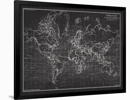 Ocean Current Map - Global Shipping Chart-The Vintage Collection-Framed Giclee Print