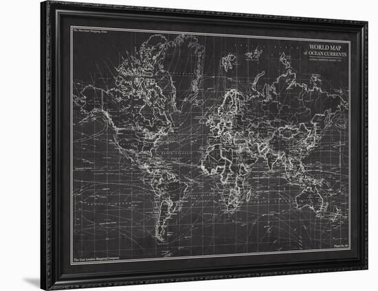 Ocean Current Map - Global Shipping Chart-The Vintage Collection-Framed Giclee Print