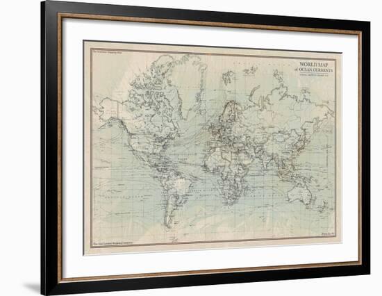 Ocean Current Map I-The Vintage Collection-Framed Art Print