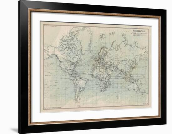 Ocean Current Map I-The Vintage Collection-Framed Art Print