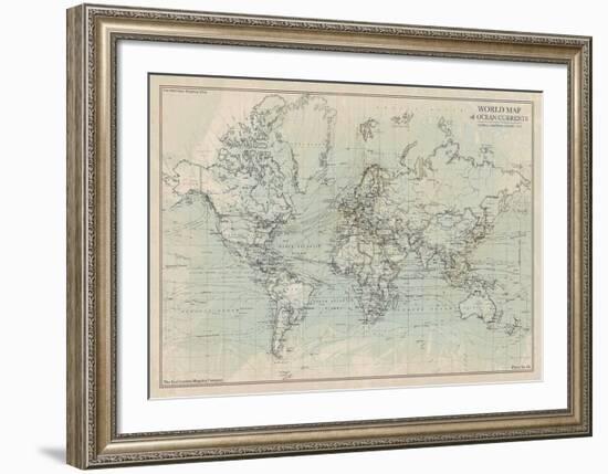 Ocean Current Map I-The Vintage Collection-Framed Art Print