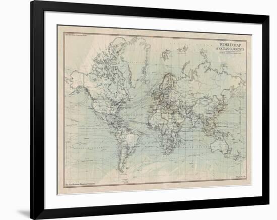 Ocean Current Map I-The Vintage Collection-Framed Giclee Print