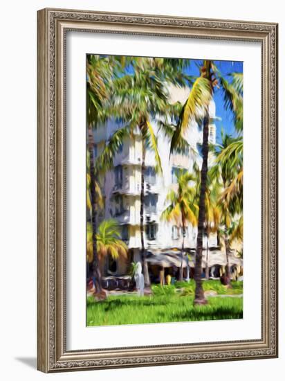 Ocean Drive Building - In the Style of Oil Painting-Philippe Hugonnard-Framed Giclee Print