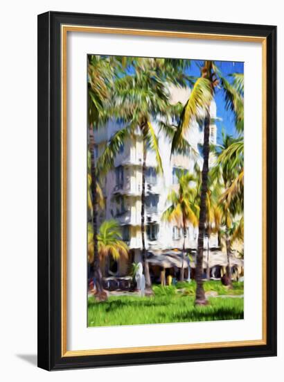 Ocean Drive Building - In the Style of Oil Painting-Philippe Hugonnard-Framed Giclee Print