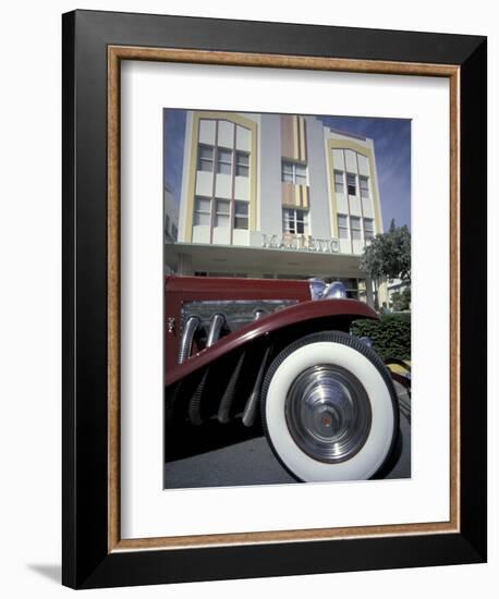 Ocean Drive with Classic Car and Majestic Hotel, South Beach, Miami, Florida, USA-Robin Hill-Framed Photographic Print