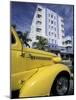 Ocean Drive with Classic Hot Rod, South Beach, Miami, Florida, USA-Robin Hill-Mounted Photographic Print