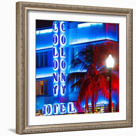 Ocean Drive with the Colony Hotel by Night - Miami Beach - Florida - USA-Philippe Hugonnard-Framed Photographic Print