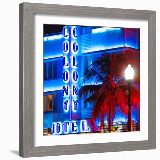 Ocean Drive with the Colony Hotel by Night - Miami Beach - Florida - USA-Philippe Hugonnard-Framed Photographic Print