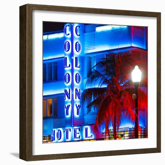 Ocean Drive with the Colony Hotel by Night - Miami Beach - Florida - USA-Philippe Hugonnard-Framed Photographic Print