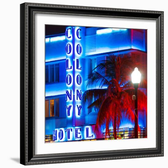 Ocean Drive with the Colony Hotel by Night - Miami Beach - Florida - USA-Philippe Hugonnard-Framed Photographic Print