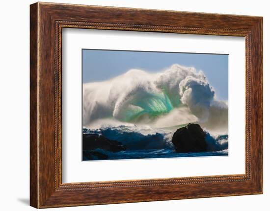 Ocean Explosion-Gigantic storm surf breaking off the Na Pali coast of Kauai, Hawaii-Mark A Johnson-Framed Photographic Print