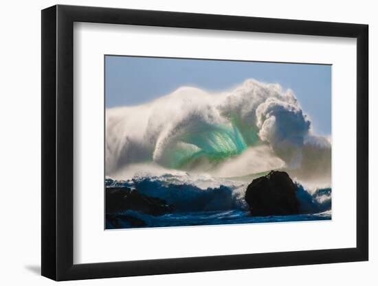 Ocean Explosion-Gigantic storm surf breaking off the Na Pali coast of Kauai, Hawaii-Mark A Johnson-Framed Photographic Print