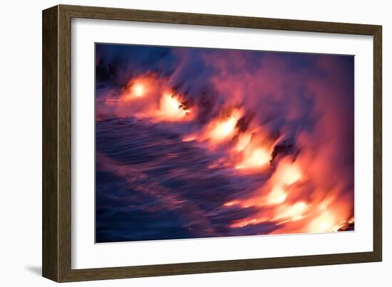 Ocean Fire Lava Shore Hawaii Big Island Volcano National Park-Vincent James-Framed Premium Photographic Print