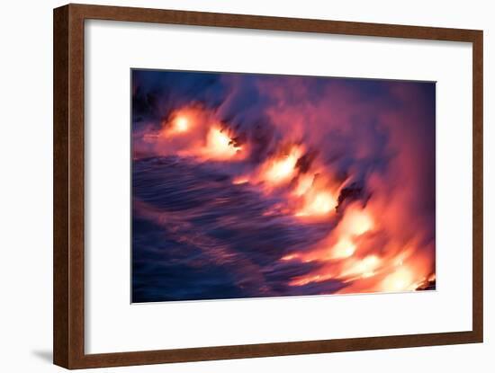 Ocean Fire Lava Shore Hawaii Big Island Volcano National Park-Vincent James-Framed Premium Photographic Print