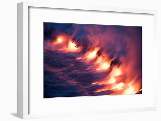 Ocean Fire Lava Shore Hawaii Big Island Volcano National Park-Vincent James-Framed Premium Photographic Print