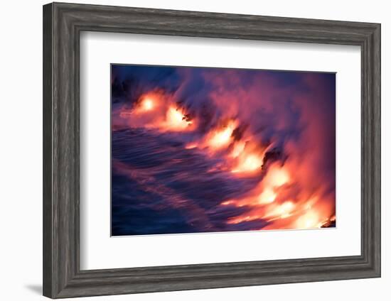 Ocean Fire Lava Shore Hawaii Big Island Volcano National Park-Vincent James-Framed Photographic Print