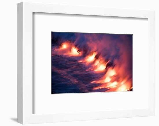Ocean Fire Lava Shore Hawaii Big Island Volcano National Park-Vincent James-Framed Photographic Print