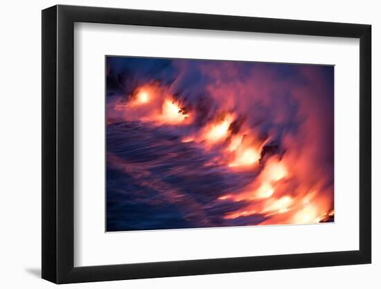 Ocean Fire Lava Shore Hawaii Big Island Volcano National Park-Vincent James-Framed Photographic Print