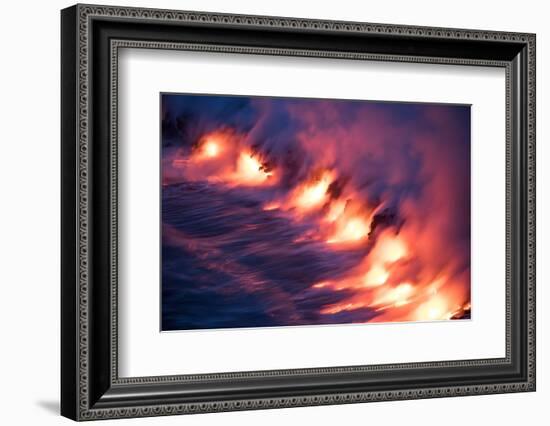 Ocean Fire Lava Shore Hawaii Big Island Volcano National Park-Vincent James-Framed Photographic Print