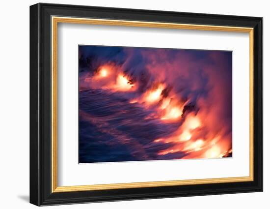 Ocean Fire Lava Shore Hawaii Big Island Volcano National Park-Vincent James-Framed Photographic Print