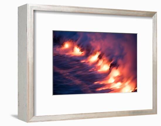 Ocean Fire Lava Shore Hawaii Big Island Volcano National Park-Vincent James-Framed Photographic Print
