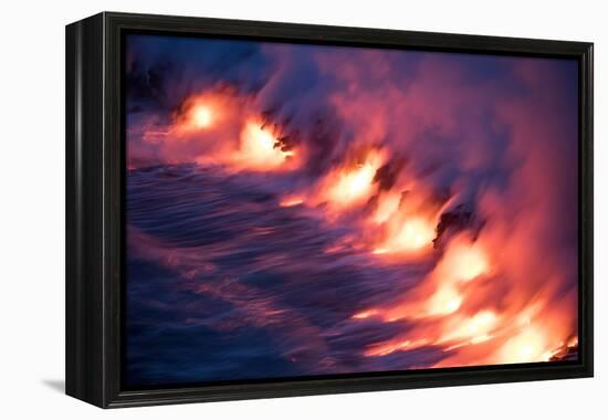 Ocean Fire Lava Shore Hawaii Big Island Volcano National Park-Vincent James-Framed Premier Image Canvas