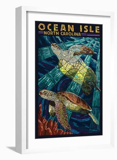 Ocean Isle - Calabash, North Carolina - Sea Turtle Paper Mosaic-Lantern Press-Framed Art Print