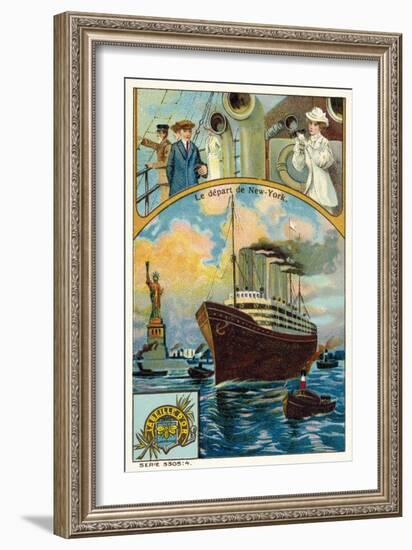 Ocean Liner Departing from New York-null-Framed Giclee Print