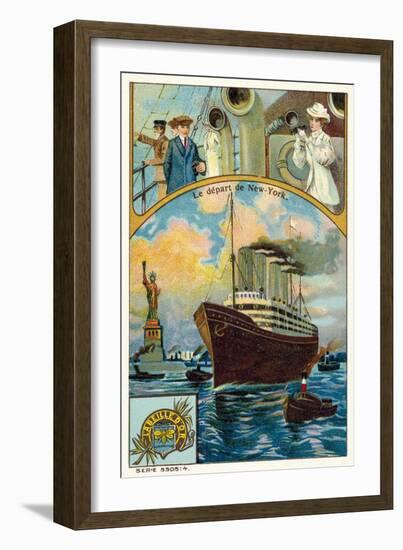 Ocean Liner Departing from New York-null-Framed Giclee Print