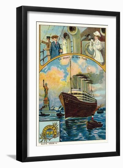 Ocean Liner Departing from New York-null-Framed Giclee Print