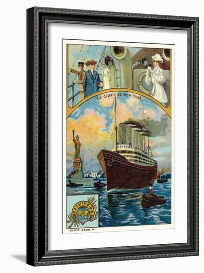 Ocean Liner Departing from New York-null-Framed Giclee Print