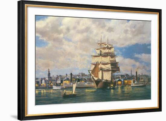 'Ocean Monarch' leaving New York-Roy Cross-Framed Giclee Print