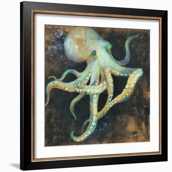 Ocean Octopus on Black-Danhui Nai-Framed Art Print