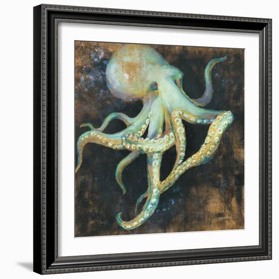 Ocean Octopus on Black-Danhui Nai-Framed Art Print