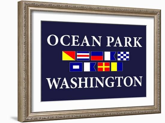 Ocean Park, Washington - Nautical Flags-Lantern Press-Framed Art Print