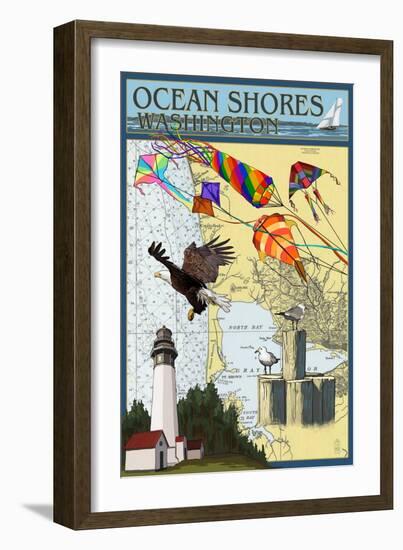 Ocean Shores, Washington - Nautical Chart-Lantern Press-Framed Art Print