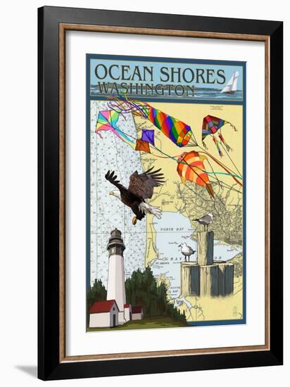 Ocean Shores, Washington - Nautical Chart-Lantern Press-Framed Art Print