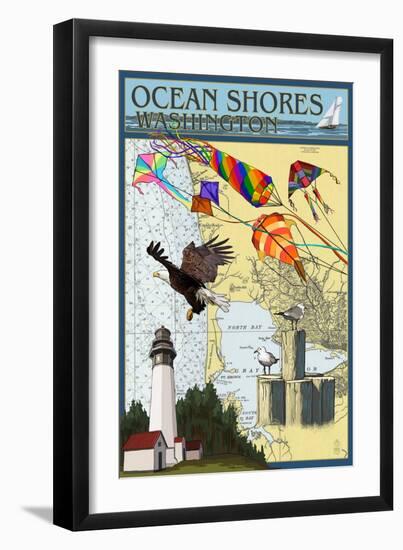Ocean Shores, Washington - Nautical Chart-Lantern Press-Framed Art Print