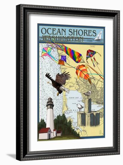 Ocean Shores, Washington - Nautical Chart-Lantern Press-Framed Art Print